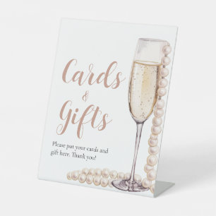 Signe De Table Perles roses et cartes et cadeaux de champagne Pro