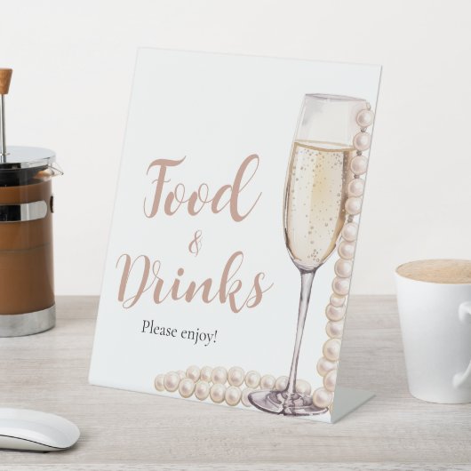 Signe De Table Perles roses et Prosecco Champagne Aliments et Boi (In SItu)