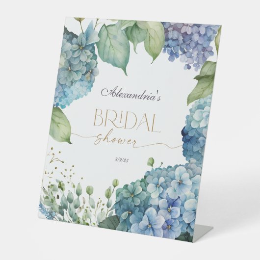 Signe De Table Personalise Bridal Shower Blue Hydrangeas (Recto)