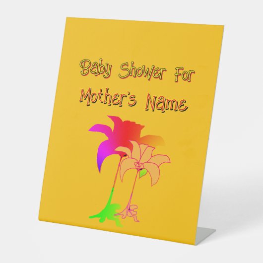 Signe De Table Personalize Baby Shower Floral Pedestal Sign (Recto)