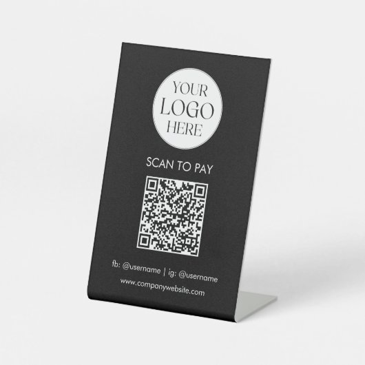 Signe De Table Personalized Business Logo QR Code Simple Modern (Recto)
