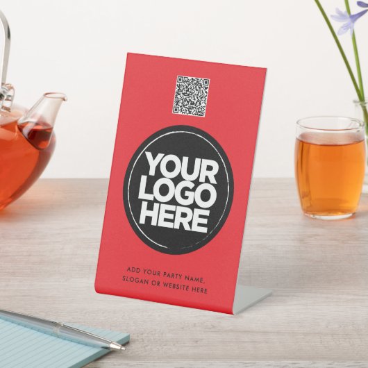 Signe De Table Personalized Logo and Text Simple Qr Code (In SItu)