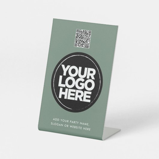 Signe De Table Personalized Logo and Text Simple Qr Code (Recto)