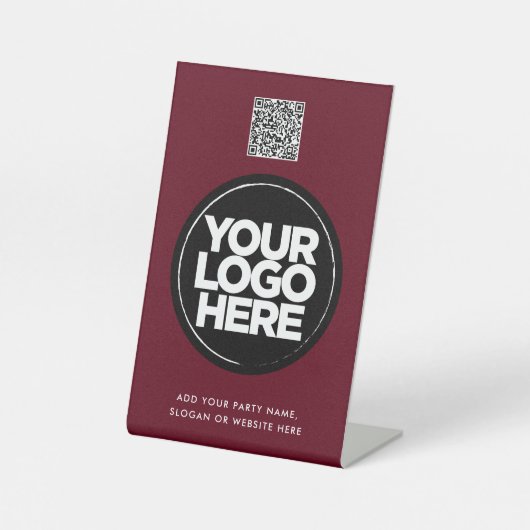 Signe De Table Personalized Logo and Text Simple Qr Code (Recto)