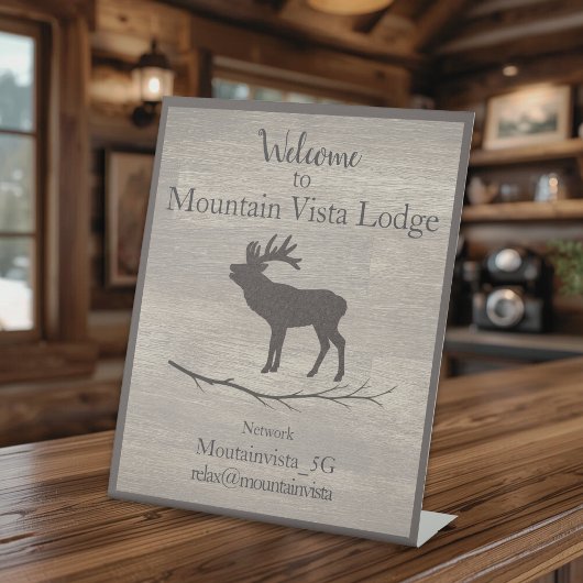 Signe De Table Personalized Mountain Lodge Guest WiFi Sign