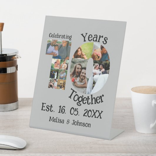 Signe De Table Personnalisé 10e anniversaire mariage 11 photo col (In SItu)