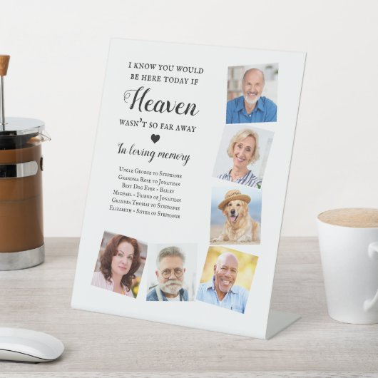 Signe De Table Personnalisé 6 Photo Heaven Poem Mariage Memorial (In SItu)