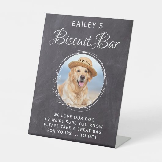 Signe De Table Personnalisé Mariage Photo Chien Traite Biscuit Ba (Recto)