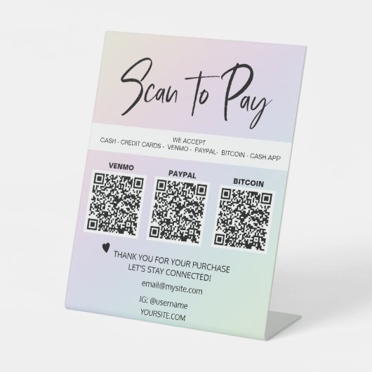 Signe De Table *~* Personnalisé - Table Tente QR 3 PAIEMENT Table (Recto)