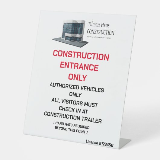 Signe De Table Personnaliser Construction Entrepreneur Logo Site (Recto)