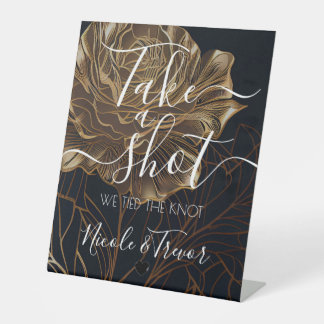 Signe De Table Personnaliser : Fleur d'or noir Prenez un verre
