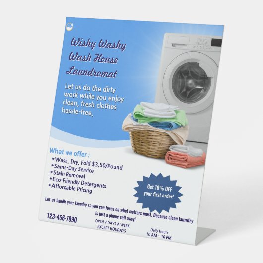 Signe De Table Personnaliser Lave-linge Service de blanchisserie  (Recto)