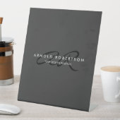 Signe De Table Personnaliser Monogramme Uni Gris Noir Ajouter un  (In SItu)