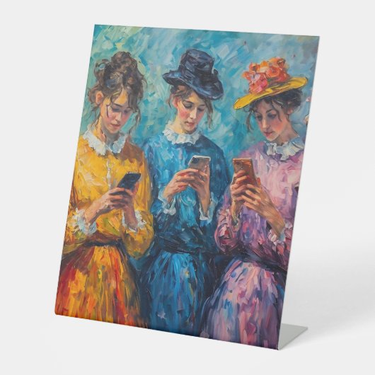 Signe De Table Personnes du 19e siècle utilisant des smartphones (Recto)