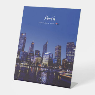 Signe De Table Perth, Australie - Ciel de la ville la nuit