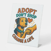 Signe De Table Pet Adopter l'amour Tee (Recto)