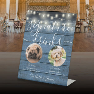 Signe De Table Pet Chien Signature Boissons Chaîne Lumières Blue 