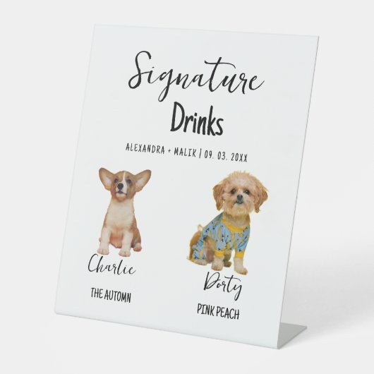 Signe De Table Pet Dog Calligraphy Signature Drink wedding sign (Recto)