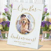 Signe De Table Pet Dog Mariage Open Bar Boissons d'or personnalis