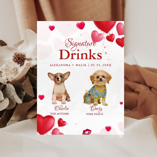 Signe De Table Pet Dog Valentine Signature Drink wedding sign