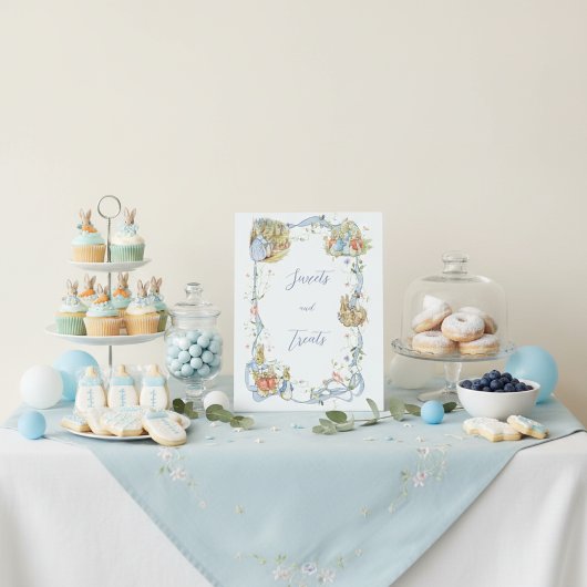 Signe De Table Peter le Baby shower de ruban Fleur sauvage Rabbit