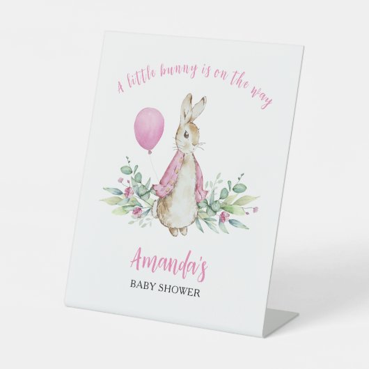 Signe De Table Peter Rabbit Baby shower rose (Recto)