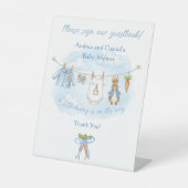 Signe De Table Peter the Rabbit Signer Notre Livre d'Invité Panne (Recto)