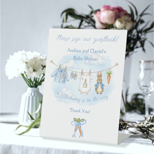 Signe De Table Peter the Rabbit Signer Notre Livre d'Invité Panne