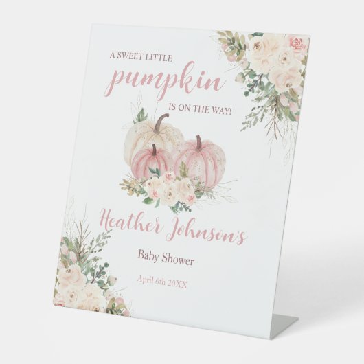Signe De Table Petit Baby shower d'automne doux Citrouille (Recto)
