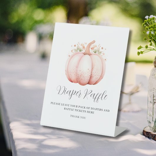 Signe De Table Petit Baby shower rose Citrouille Déchets Raffle