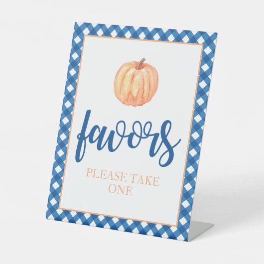 Signe De Table Petit bleu Citrouille Automne Anniversaire Favoris (Recto)