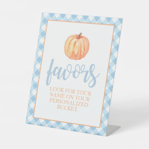Signe De Table Petit Citrouille Pastel bleu automne Anniversaire