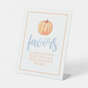 Signe De Table Petit Citrouille Pastel bleu automne Anniversaire