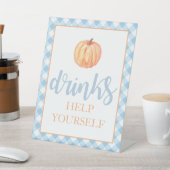 Signe De Table Petit Citrouille Pastel bleu Automne Anniversaire  (In SItu)