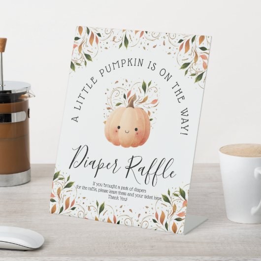 Signe De Table Petit Citrouille sur le chemin Chute Baby Diaper R (In SItu)