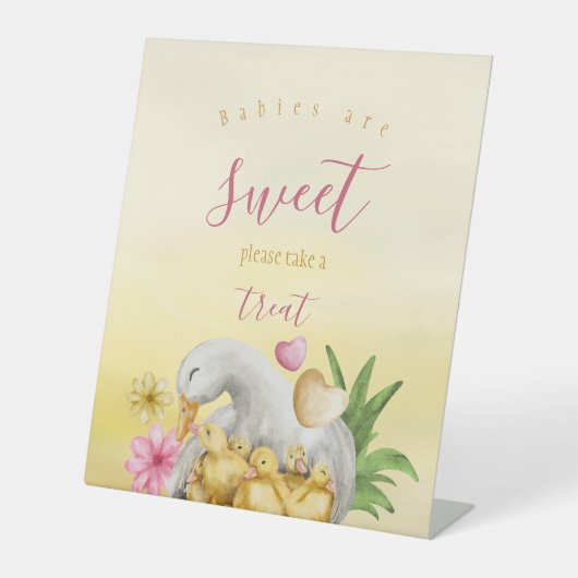 Signe De Table Petit Coeur doux Jaune maman Canard & Baby shower (Recto)