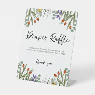 Signe De Table Petit Fleur sauvage En Chemin Chute Déchets Raffle