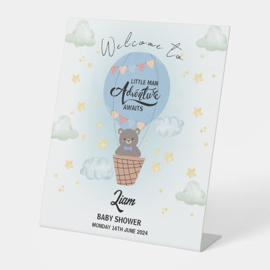 Signe De Table petit homme aventure attend ours accueil (Recto)