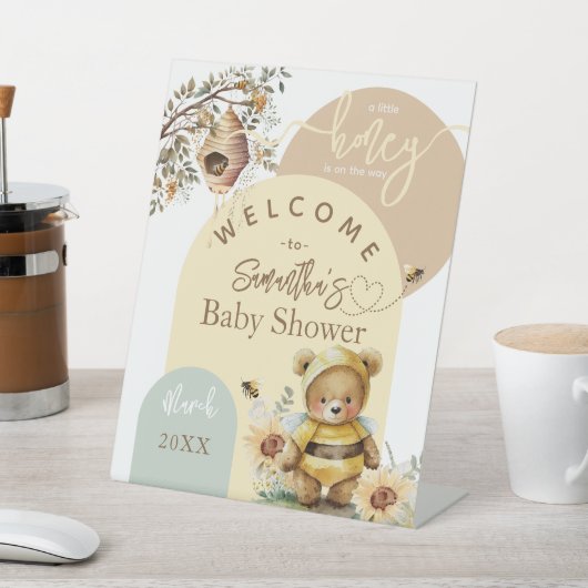 Signe De Table Petit miel Bee Bear Baby shower accueil (In SItu)