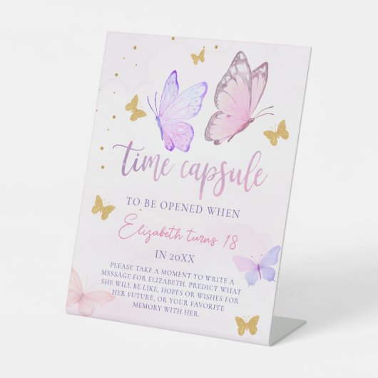 Signe De Table Petit Papillon rose pourpre Anniversaire Capsule (Recto)