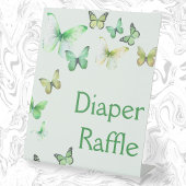 Signe De Table Petit Papillon vert Baby shower Déchets Raffle