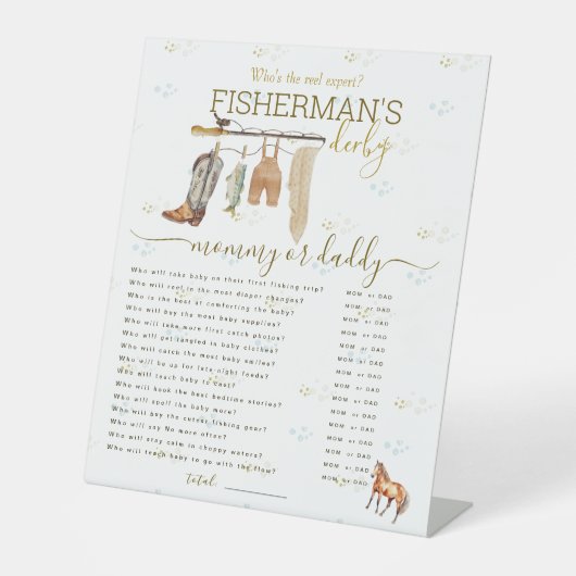 Signe De Table Petit pêcheur Baby shower maman ou papa jeu (Recto)