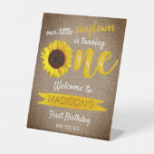 Signe De Table Petit tournesol 1er anniversaire Bienvenue (Recto)
