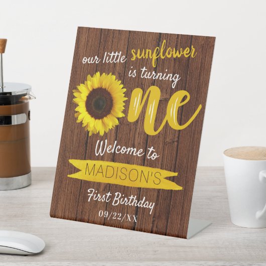 Signe De Table Petit tournesol 1er anniversaire Bienvenue (In SItu)