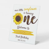 Signe De Table Petit tournesol 1er anniversaire Bienvenue (Recto)