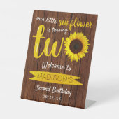 Signe De Table Petit tournesol 2e anniversaire Bienvenue (Recto)