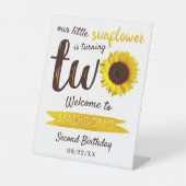 Signe De Table Petit tournesol 2e anniversaire Bienvenue (Recto)