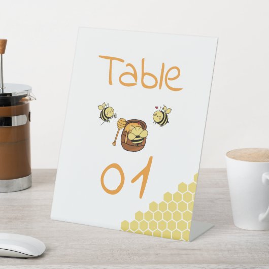 Signe De Table Petite abeille à miel et miel doux Numéros de tabl (In SItu)