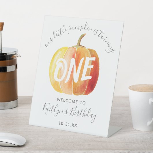 Signe De Table Petite Affiche de bienvenue Citrouille de 1er anni (In SItu)