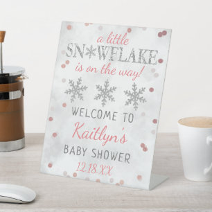 Signe De Table Petite Flamme de neige Filles Baby shower d'hiver